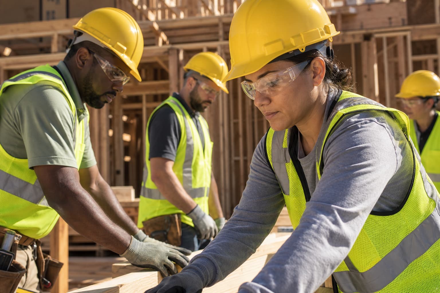 An instructor in safety glasses on a training site